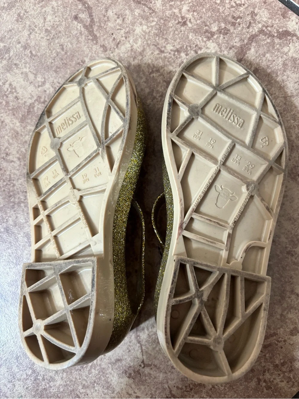 Mini Melissa Glitter T-Strap Mary Jane Shoes - Gold